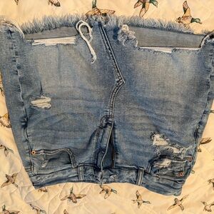 American Eagle Outfitters Distressed Denim Mini Skirt - Blue